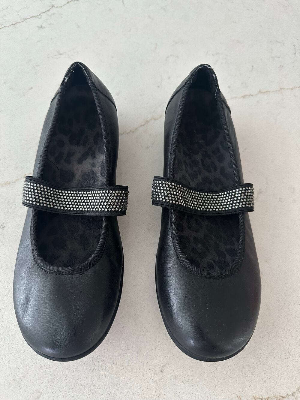 Vionic Fern Mary Jane Flats Womens 7.5 Black Rhinestone Strap Comfort Shoes